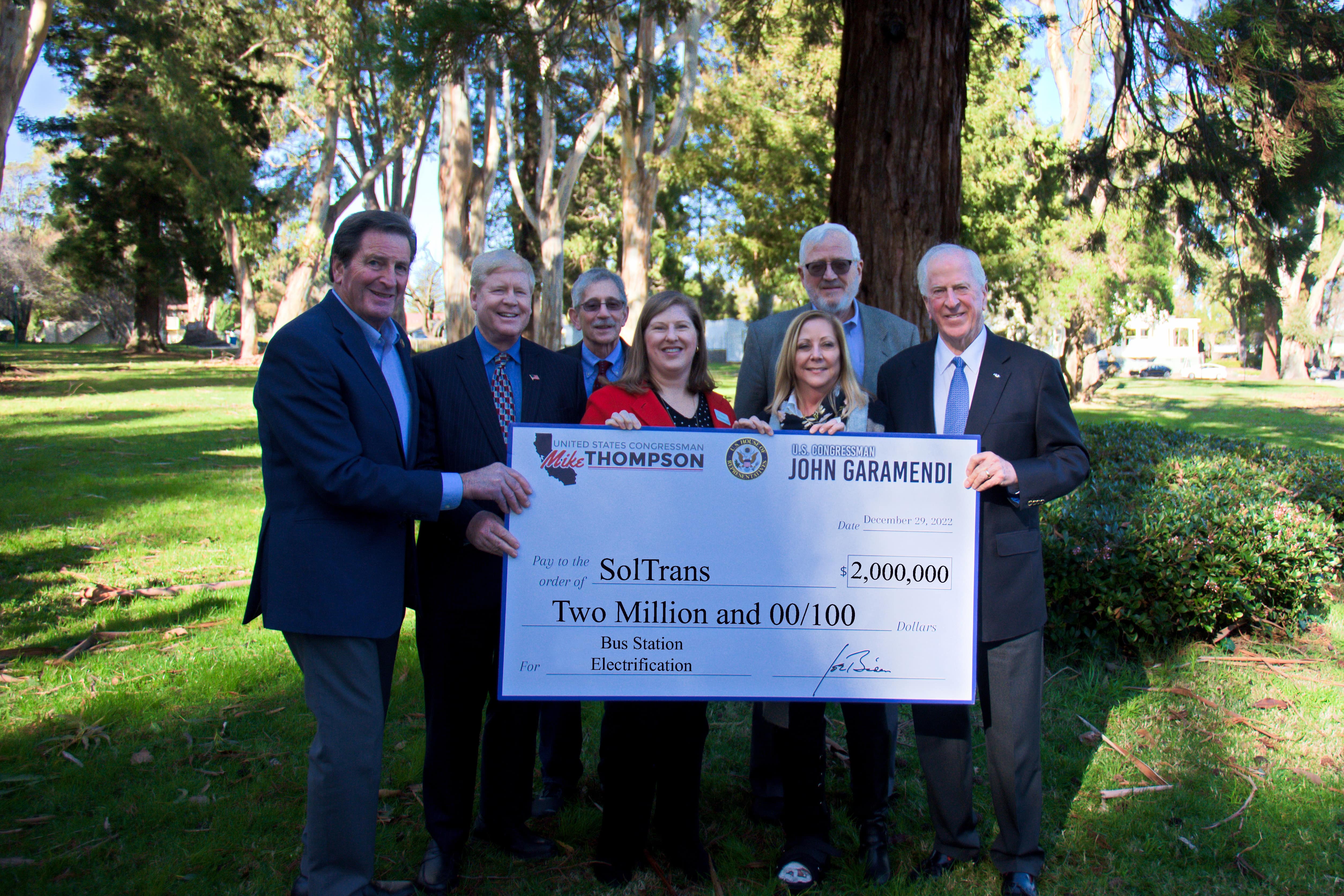 Garamendi, Thompson Present $2 Million Check to SolTrans for Electric Buses  | Congressman John Garamendi