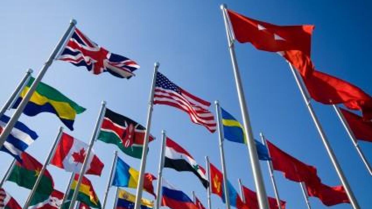foreign policy  international flags 
