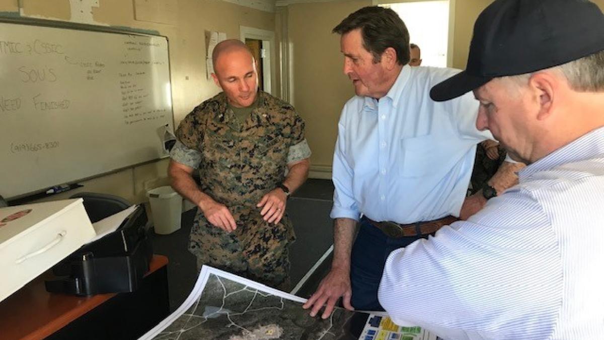 Garamendi is briefed on damage at Camep Lejeune caused by Hurricane Florence